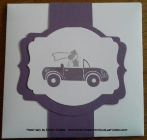 Hochzeit lila Umschlag auto