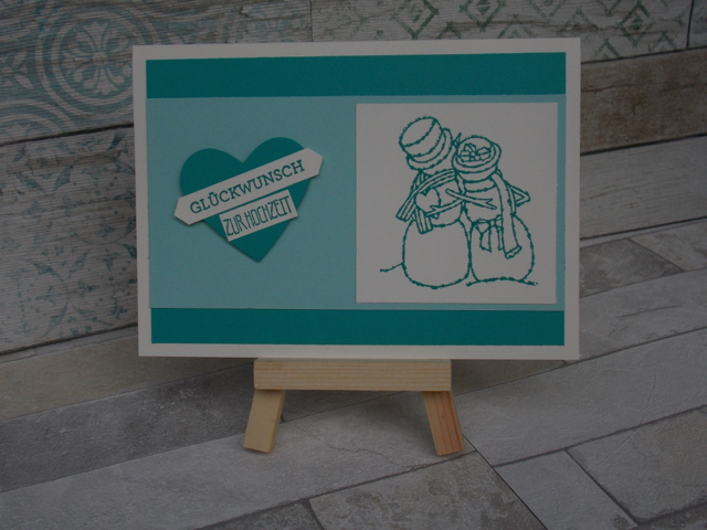 Hochzeitskarte Schneemann Brautpaar