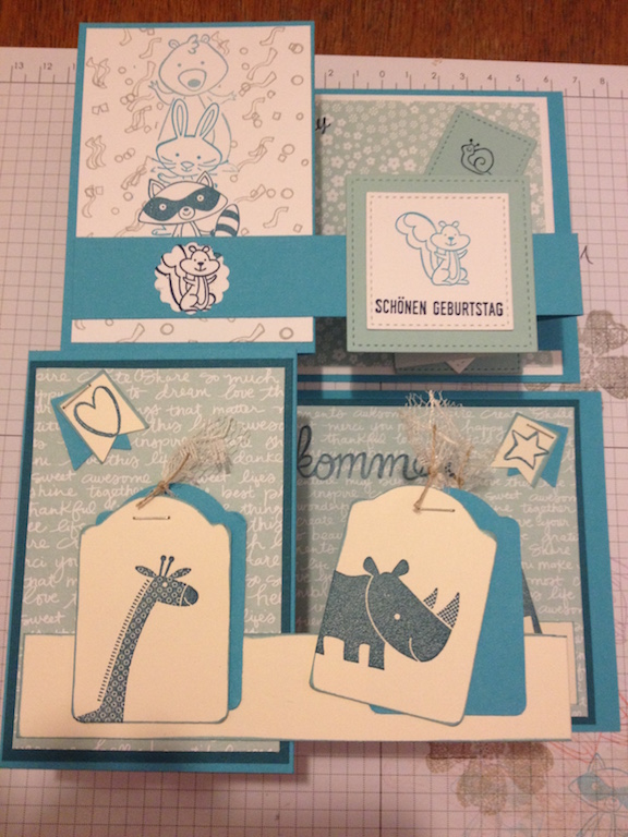 Zwei weitere Projekte auf meinem Bastelwochenende in Holdorf waren die "Double-Z-Fold-Card" und die "Masken Technik".