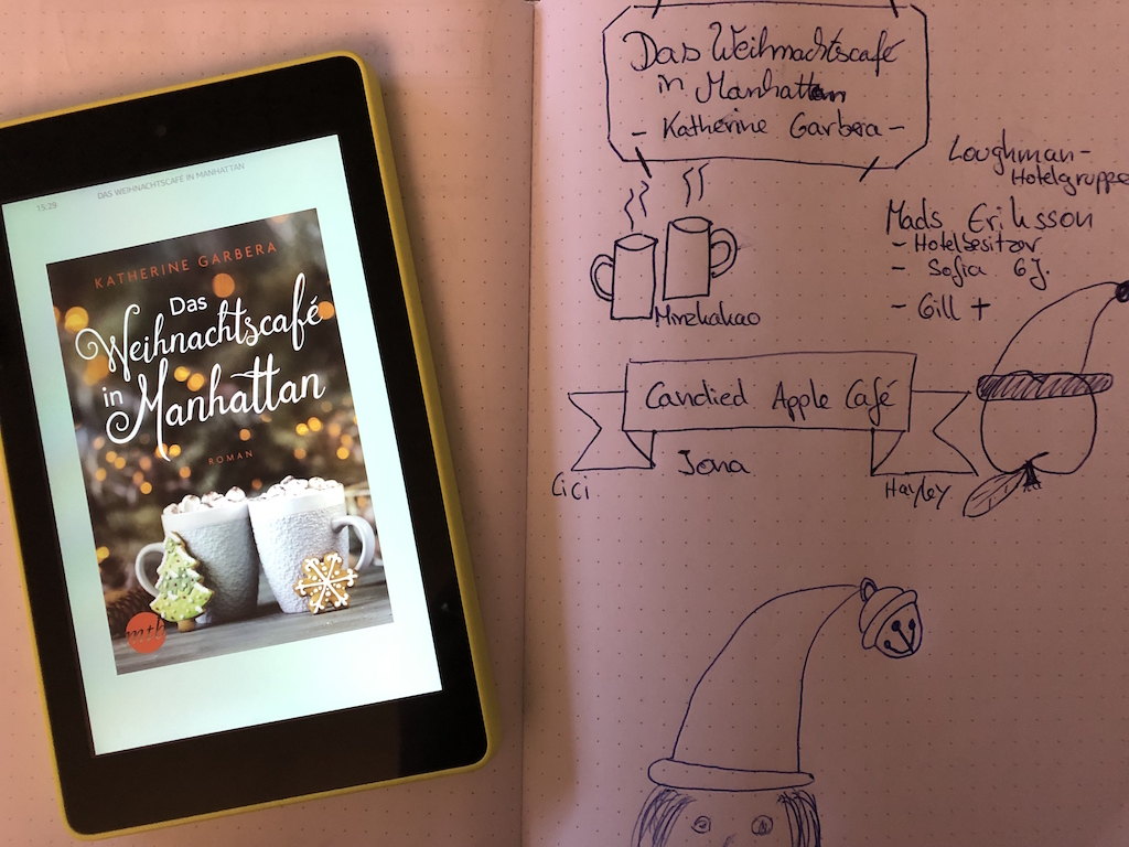 Ebook: Das Weihnachtscafé in Manhattan von Katherine Garbera mit Sketchnote zum Roman von Kerstin Cornils