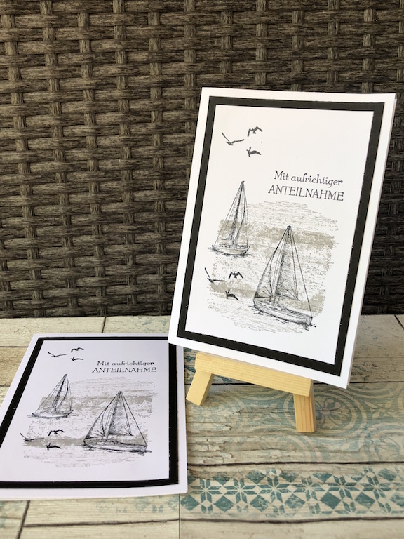 Trauerkarte Segler und Möwen