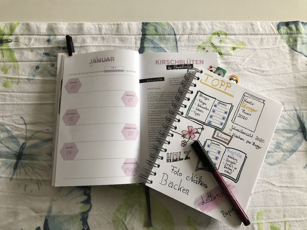 Kreativ Blogger Planer 2020 von Topp Sketchnote Kirschblüten