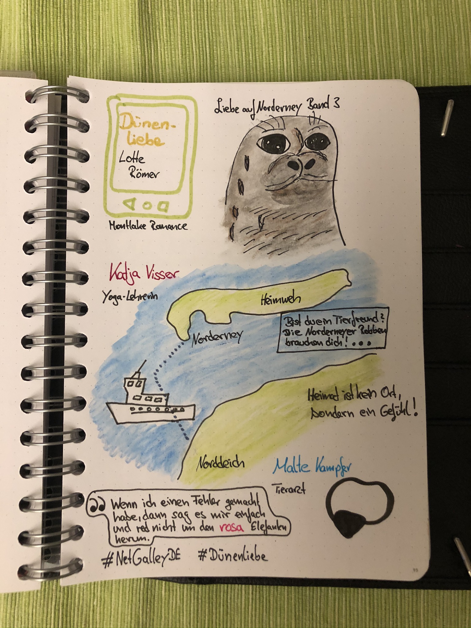 Dünenliebe von Lotte Römer Sketchnote zum Buch