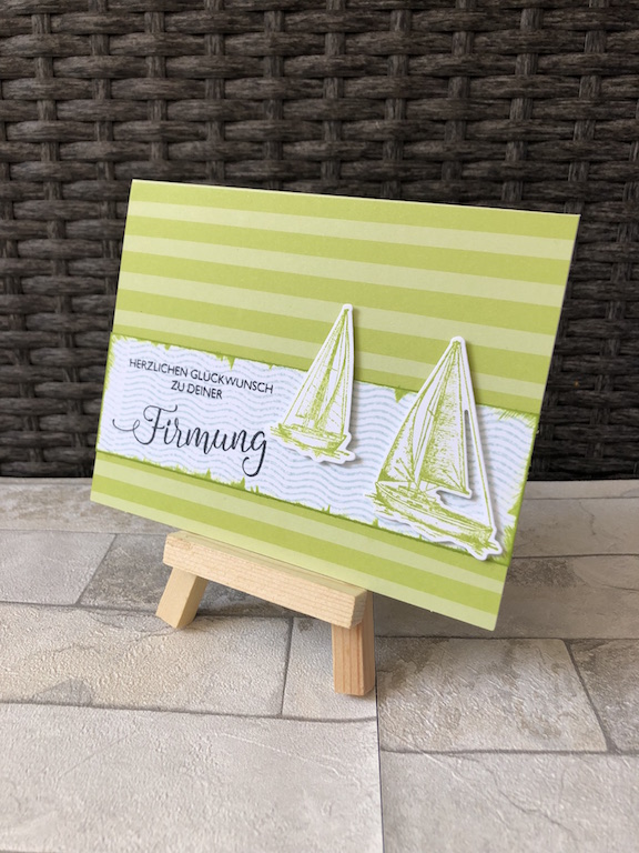 Glückwunschkarte zur Firmung mit Segelboot