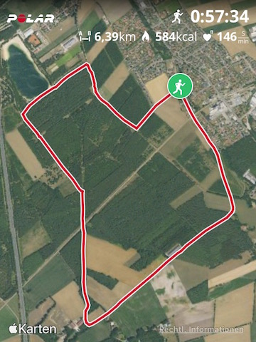 Karte von Kerstins Laufstrecke im Holdorfer Wald