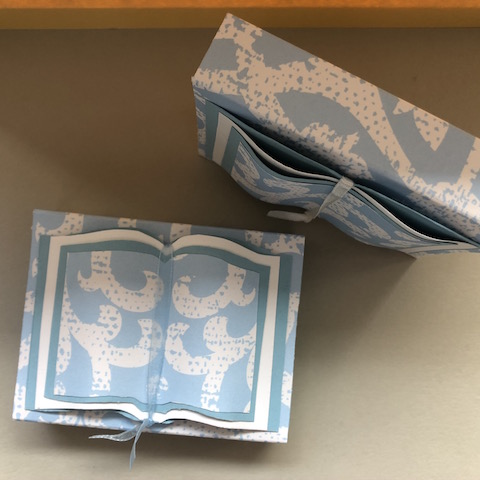 Box mit Buch in Babyblau