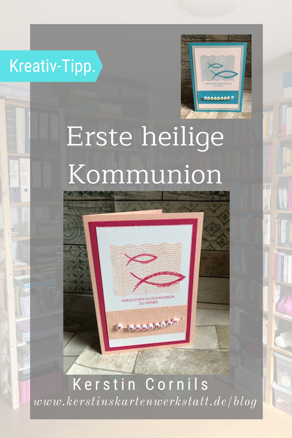 Kommunion Karte mit Fisch und Kette