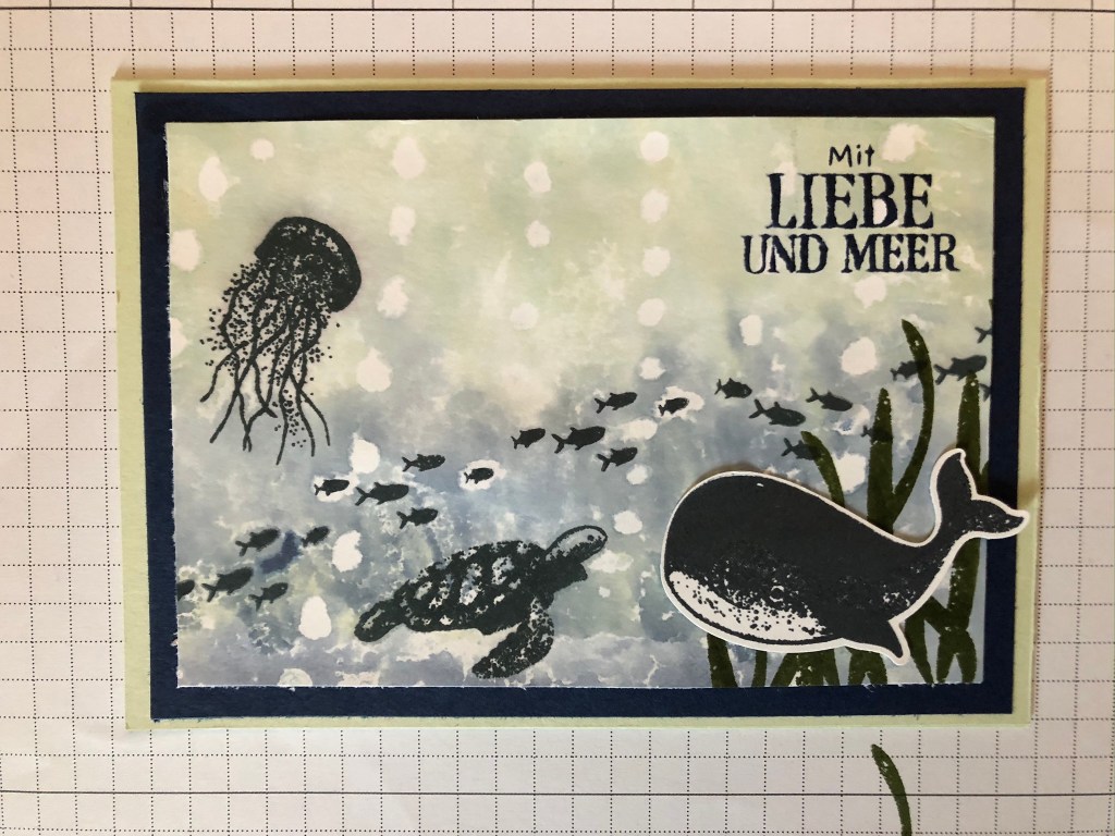 Bilder zur Anleitung der Stempeltechnik mit Rubbelkrepp bzw. Masking Marker