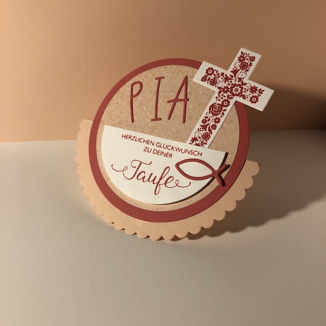 Rocker Card zur Taufe in Blütenrosa