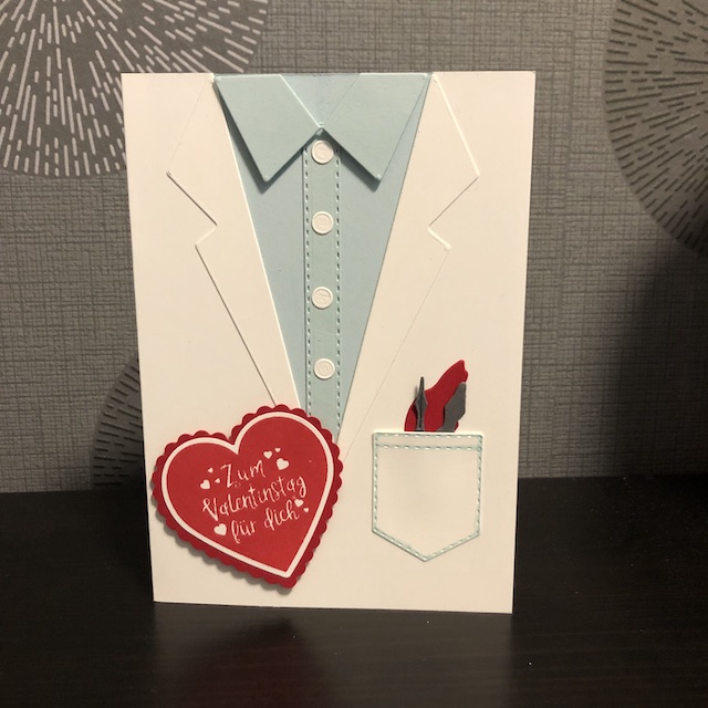 Apotheken Karte mit Stanzformen Anzug und Krawatte zum Valentinstag