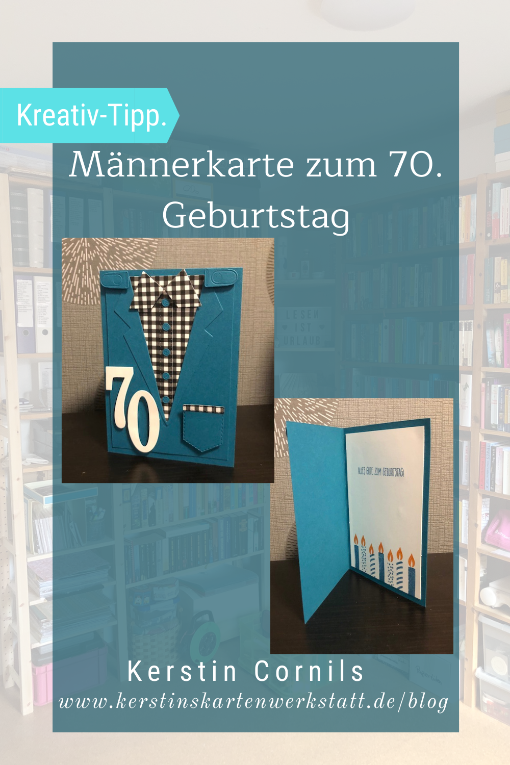 Männerkarte zum 70. Geburtstag in Petrol
