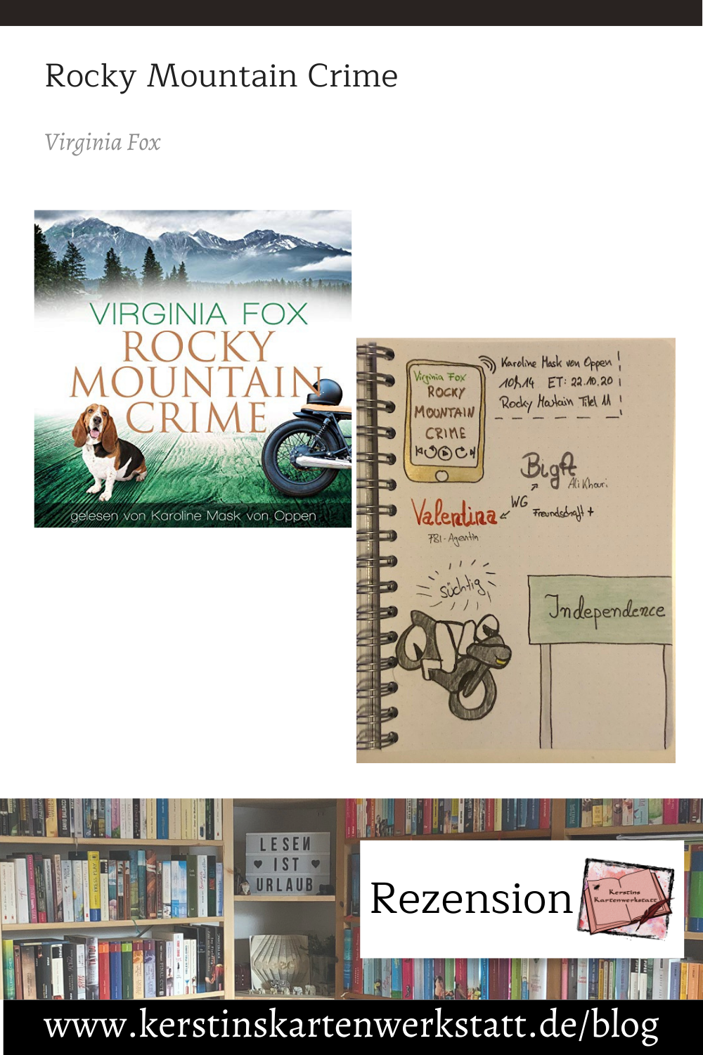 Rocky Mountain Crime von Virginia Fox Sketchnote und Rezension zum Hörbuch von Kerstin Cornils