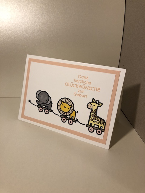 Babykarte zur Geburt mit dem Stempelset Verspieltes zur Geburt für Mädchen