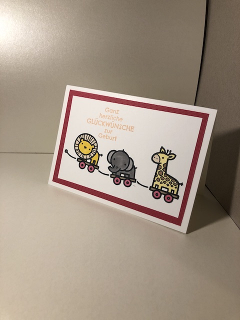 Babykarte zur Geburt mit dem Stempelset Verspieltes zur Geburt für Mädchen