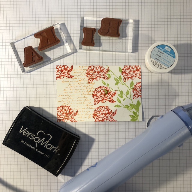 Stempeltechnik: Floating Letters und Josephs Coat Technik für eine Karte zum 50. Geburtstag