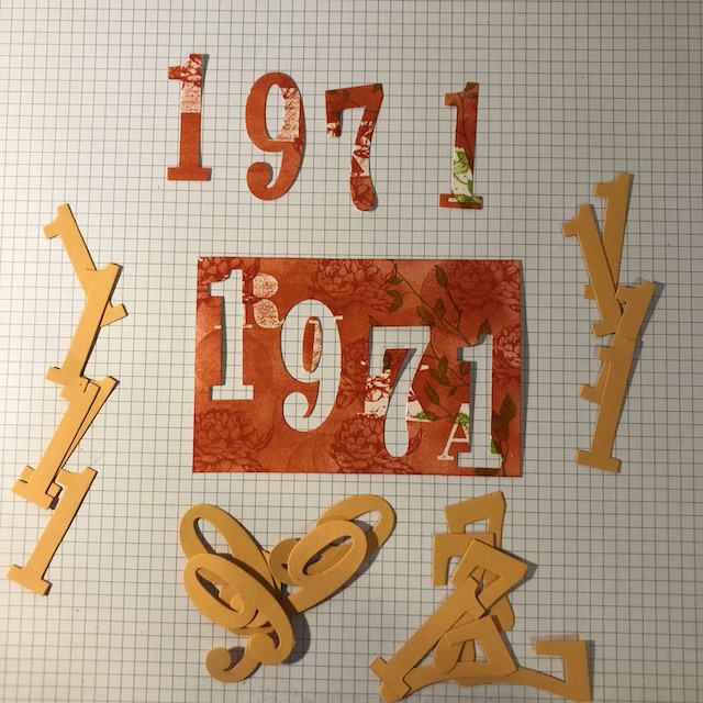 Stempeltechnik: Floating Letters und Josephs Coat Technik für eine Karte zum 50. Geburtstag