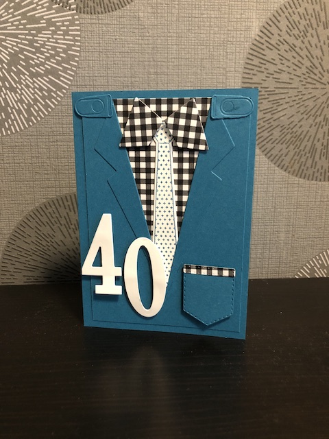 Geburtstagskarte in Petrol zum 40. mit Schlips