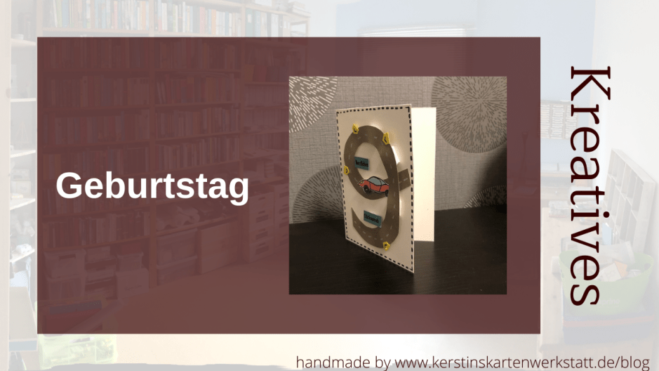 Geburtstagskarte zum 9. Geburtstag mit Rennbahn