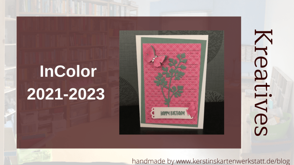 Geburtstagskarte in den Farben Seladon, Bonbonrosa und flüsterweiß mit dem Stempelset Wiesenruhe und den Stanzformen Wiese von Stampin UP Happy Birthday InColor 2021-23