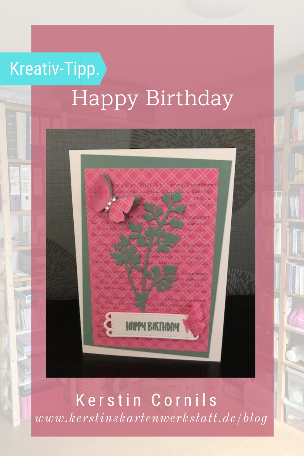 Geburtstagskarte in den Farben Seladon, Bonbonrosa und flüsterweiß mit dem Stempelset Wiesenruhe und den Stanzformen Wiese von Stampin UP Happy Birthday InColor 2021-23