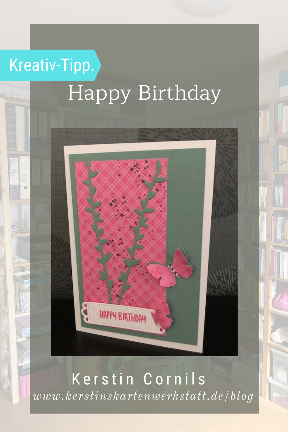 Happy Birthday InColor 2021-23 Karte zum Geburtstag in den Stampin Up Farben Seladon und Bonbonrosa