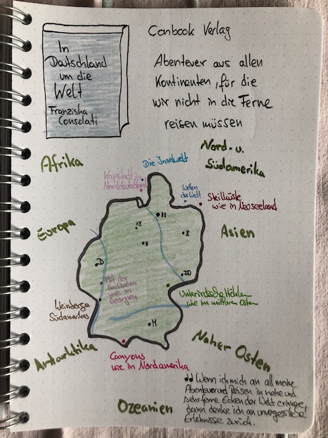In Deutschland um die Welt von Franziska Consolati Sketchnotes zum Buch