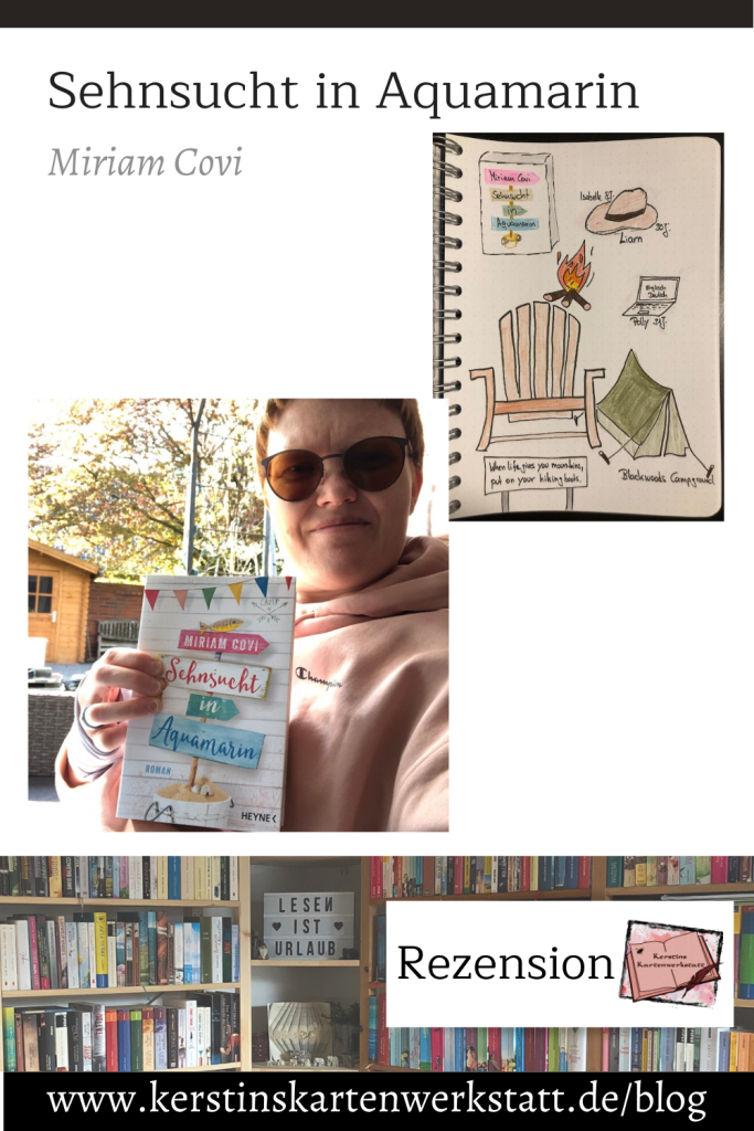 Rezension und Sketchnotes zum Liebesroman: Sehnsucht in Aquamarin von Miriam Covi