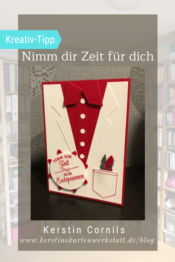 Apotheken Karte mit Stanzformen Anzug und Krawatte in Glutrot