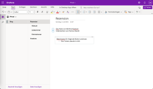 Microsoft OneNote Bildschirmfoto