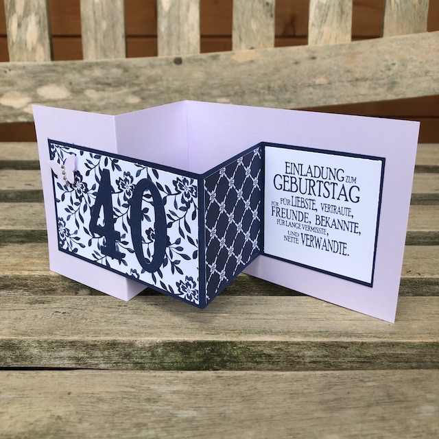 Double Z Fold Card als Einladung zum 40. Geburtstag.
