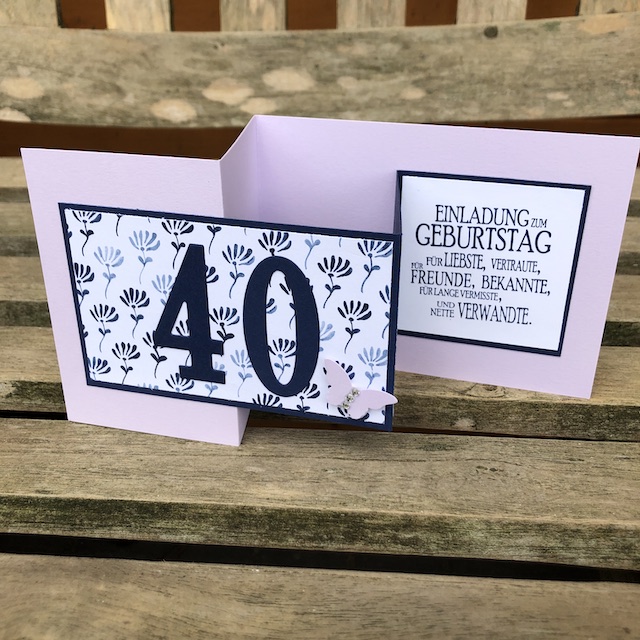 Double Z Fold Card als Einladung zum 40. Geburtstag.