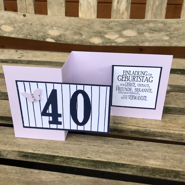 Double Z Fold Card als Einladung zum 40. Geburtstag.