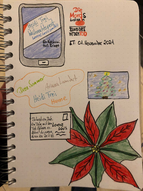 Sketchnotes zum Kurzkrimi: Weihnachtspost Lorenz Lovis ermittelt von Heidi Troi