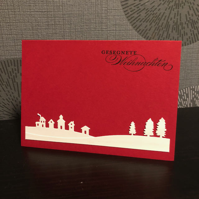 Weihnachtskarte 2021 Glutrote mit Landschaft