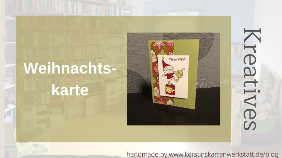 Weihnachtskarte 2021 Olivgrün mit Wichtel