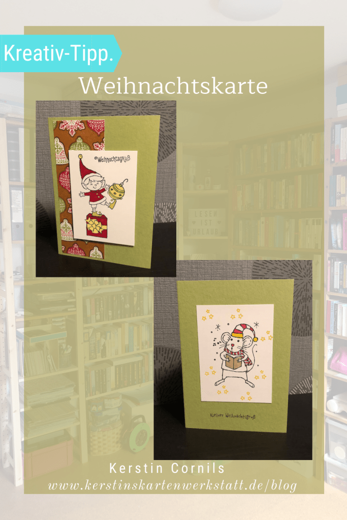 Weihnachtskarte 2021 Olivgrün mit Maus