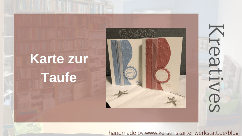 gebastelte Karten zur Taufe mit geprägten Füßen und dem Text: Glückwunsch zur Taufe.