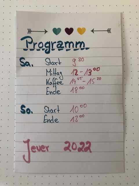 Programmübersicht für das Teamwochenende Online 2022 von Team Stempelspass