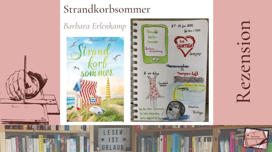 Rezension und Sketchnotes zum Urlaubsroman: Strandkorbsommer von Barbara Erlenkamp erschienen im beHeartbeat Verlag von Bastei Lübbe