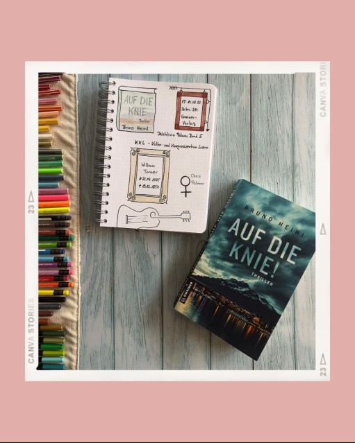 Sketchnotes zum Thriller: Auf die Knie! von Bruno Heini aus dem Gmeiner Verlag
