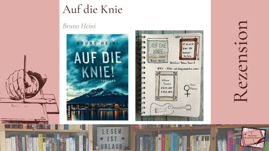 Sketchnotes zum Thriller: Auf die Knie! von Bruno Heini aus dem Gmeiner Verlag