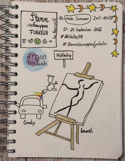 Sketchnotes zum Hörbuch: Sternschnuppenfunkeln von Sue Moorcroft