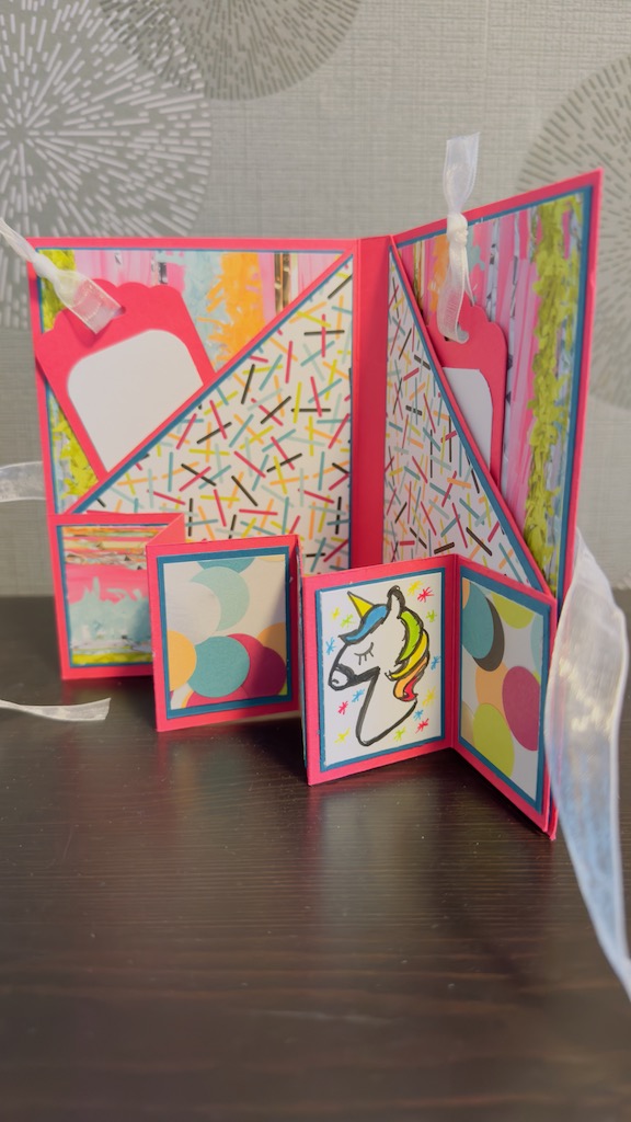 Concertina Pop up Card mit Einhorn zum 30. Geburtstag