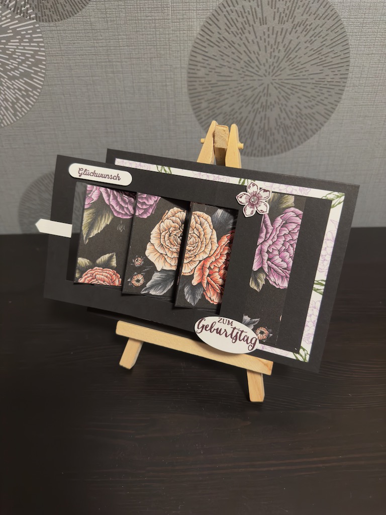 Schwarze Flip Flap Shutter Card zum Geburtstag