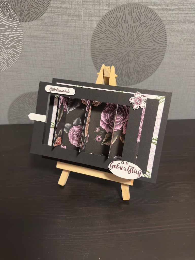 Schwarze Flip Flap Shutter Card zum Geburtstag