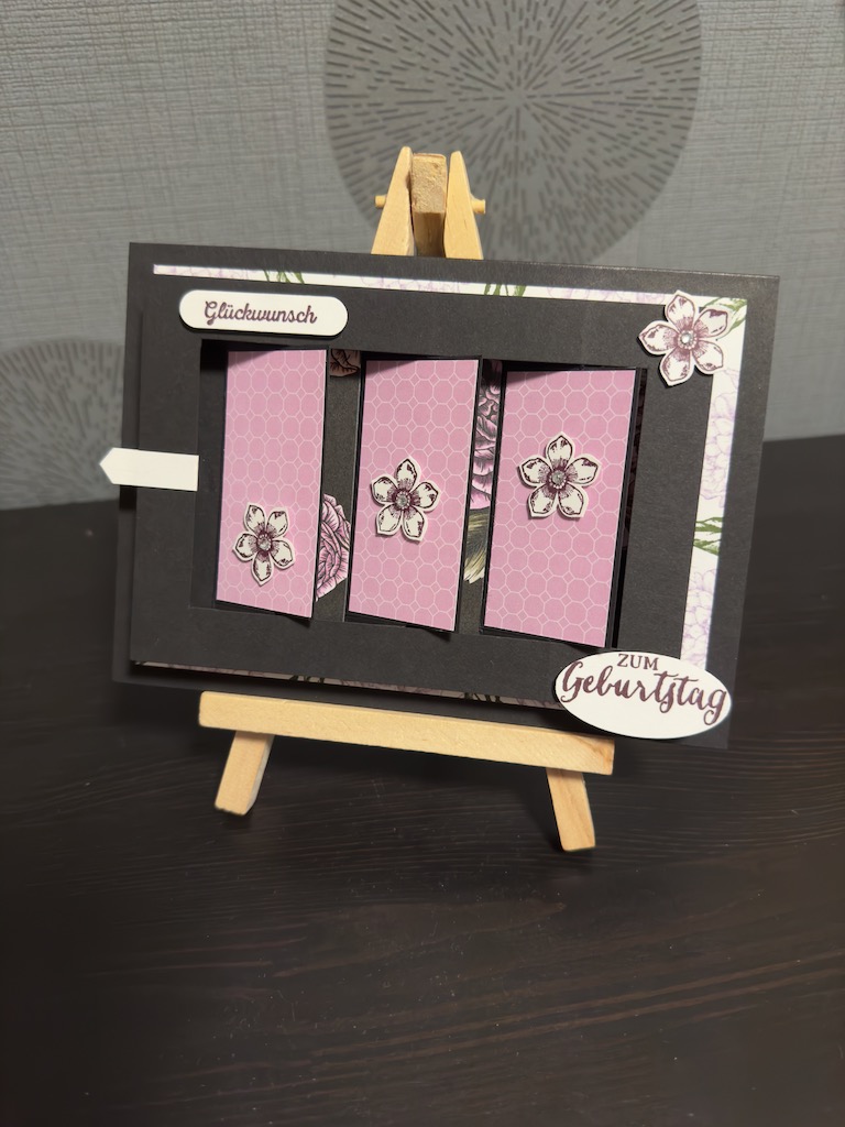 Schwarze Flip Flap Shutter Card zum Geburtstag