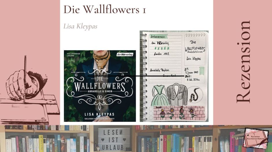 Beitragsbild mit Cover und Sketchnotes zur Rezension vom Hörbuch: Die Wallflowers Annabelle und Simon von Lisa Kleypas