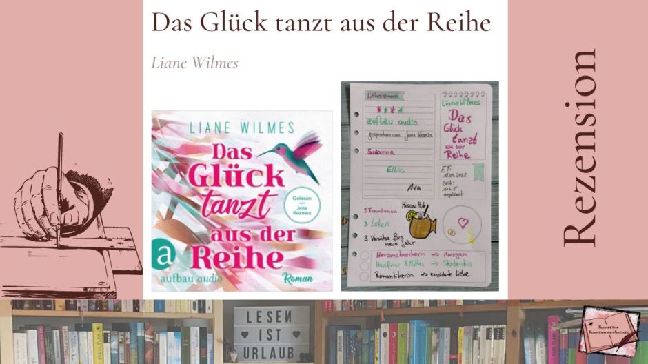 Cover und Sketchnotes zur Rezension vom Hörbuch aus dem Aufbau Verlag: Das Glück tanzt aus der Reihe von Liane Wilmes