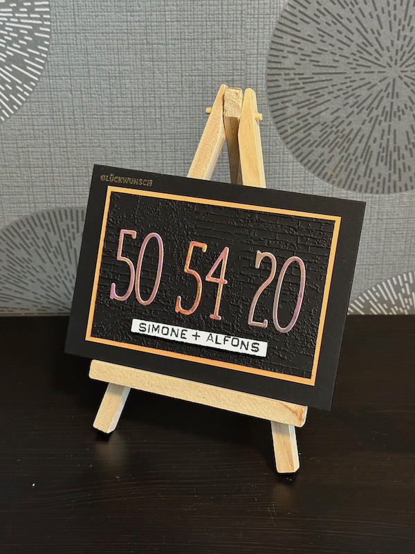 Schimmernde Zahlen auf schwarzem Grund zu Geburtstagen und zum Hochzeitstag. Selbst gemachte Karte mit Material von Stampin Up zum Geburtstag und zum 20. Hochzeitstag