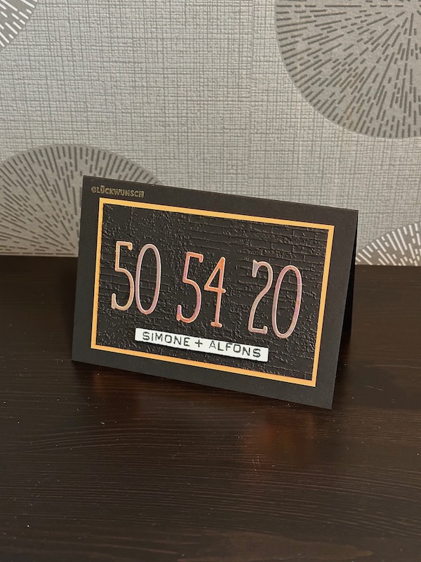 Schimmernde Zahlen auf schwarzem Grund zu Geburtstagen und zum Hochzeitstag. Selbst gemachte Karte mit Material von Stampin Up zum Geburtstag und zum 20. Hochzeitstag